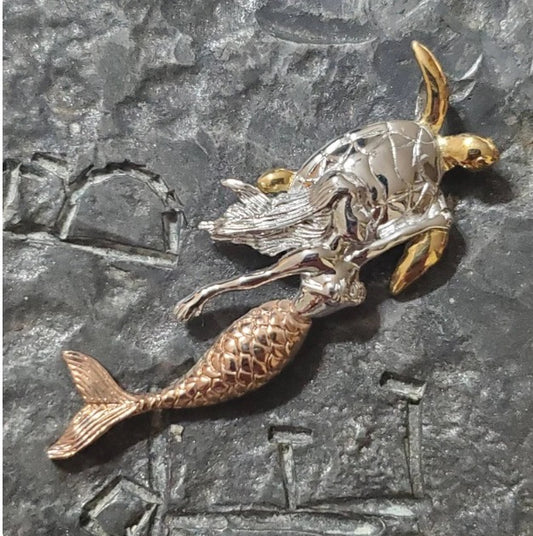 Sterling silver Mermaid with turtle pendant
