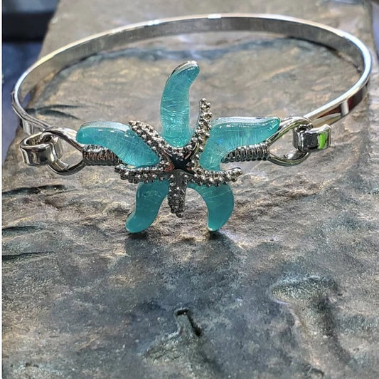 Starfish bracelet bangle dichroic glass beachside ocean nautical