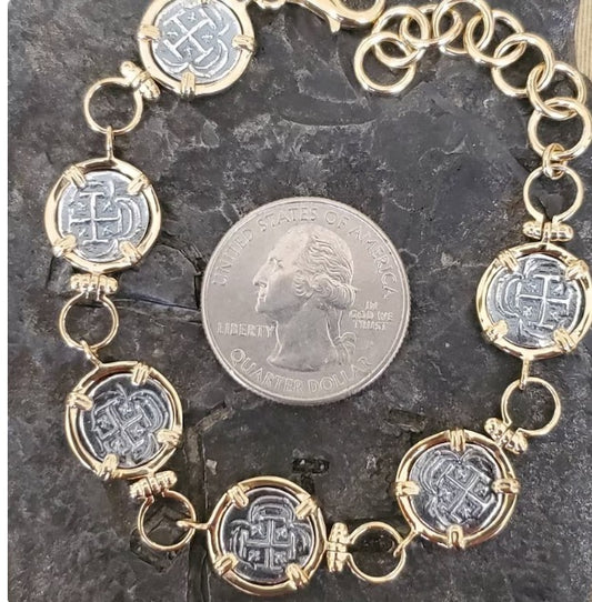 Atocha 14kt gold overlay mini coin bracelet