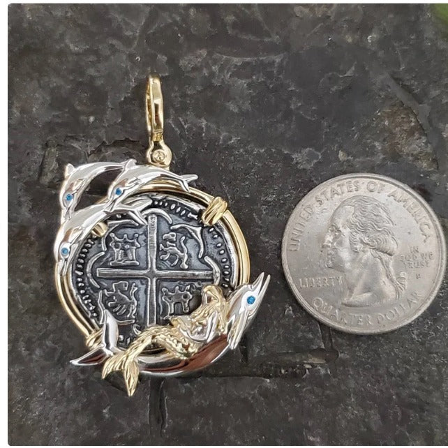 Atocha mermaid and dolphin coin pendant shipwreck treasure jewelry