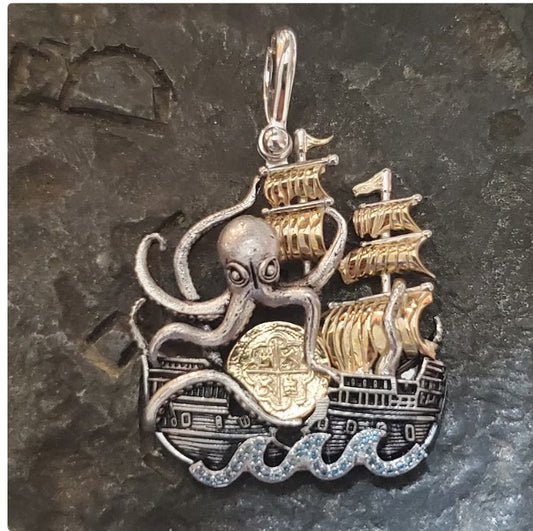 Atocha shipwreck galleon kraken octopus pendant jewelry coin