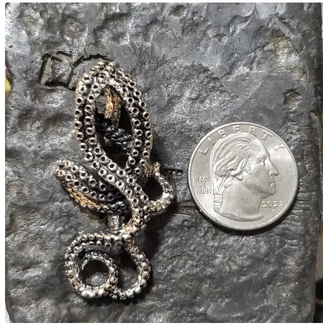 Tentacle octopus kraken sterling silver pendant
