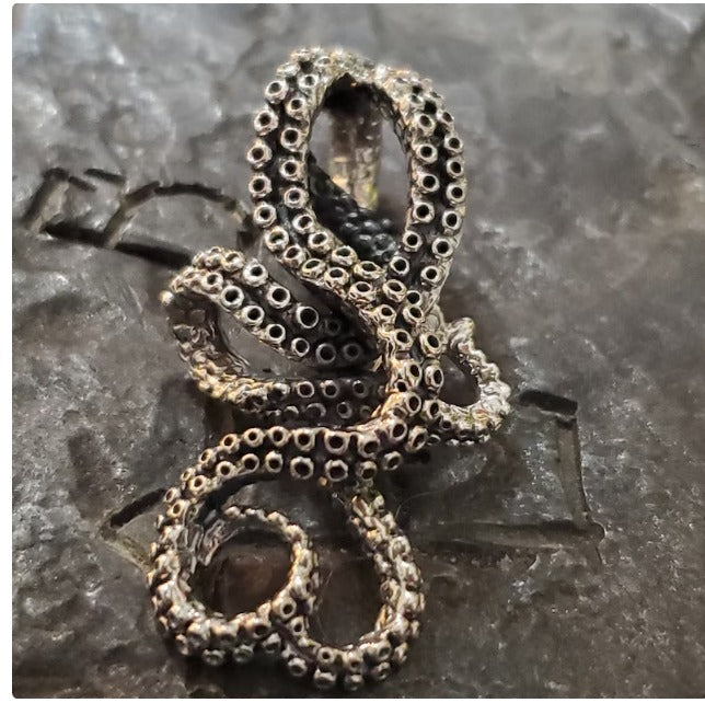 Tentacle octopus kraken sterling silver pendant