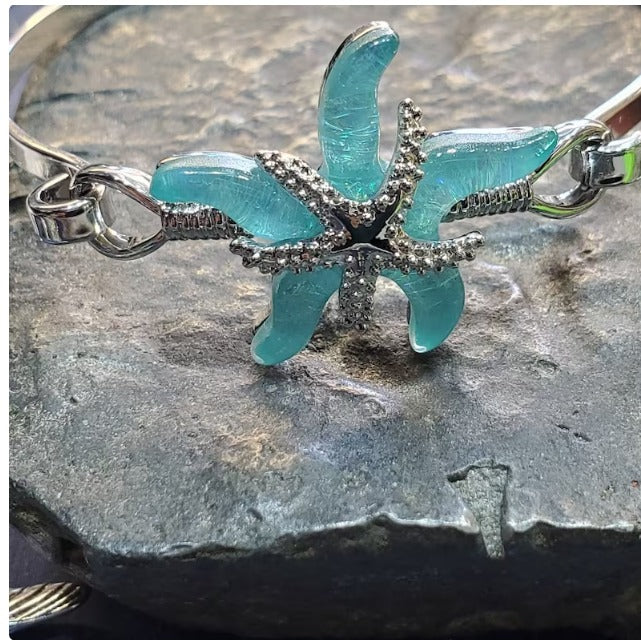 Starfish bracelet bangle dichroic glass beachside ocean nautical