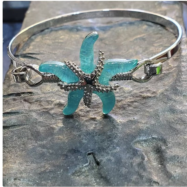 Starfish bracelet bangle dichroic glass beachside ocean nautical