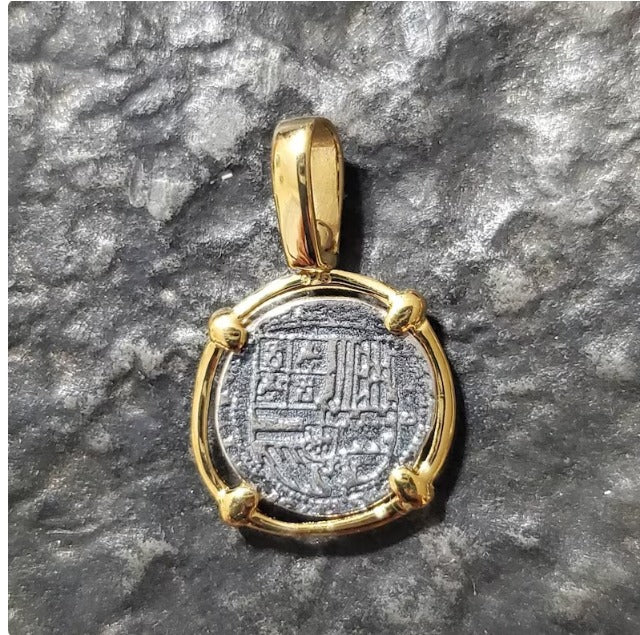 Mini atocha 14kt gold overlay sunken treasure coin