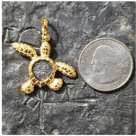 Atocha gold plated turtle pendant shipwreck sunken treasure coin