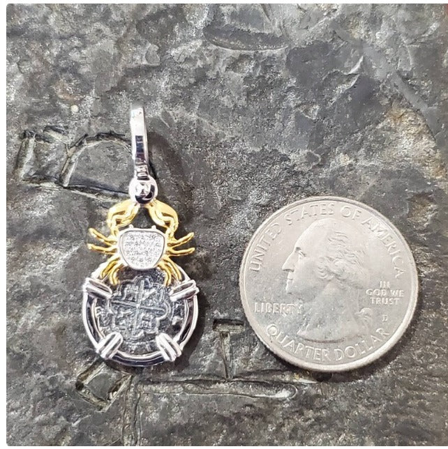 Mini atocha crab pendant shipwreck sunken treasure coin museum quality