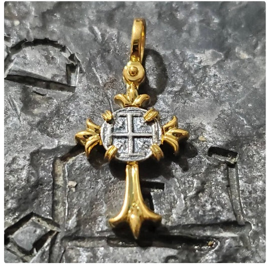 14kt gold plated atocha silver cross