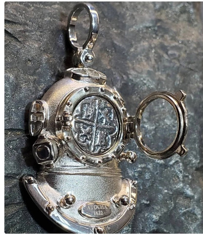 Atocha shipwreck treasure diver helmet coin pendant