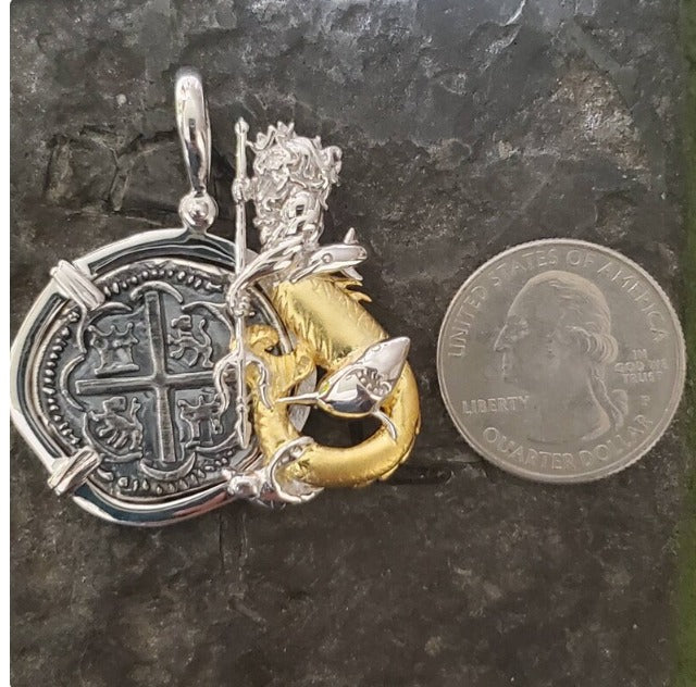 Atocha king neptune silver coin sunken shipwreck treasure dolphin shark turtle coin