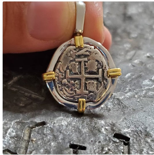 ATOCHA silver and gold plated pendant sunken treasure coin