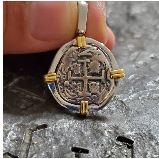 ATOCHA silver and gold plated pendant sunken treasure coin