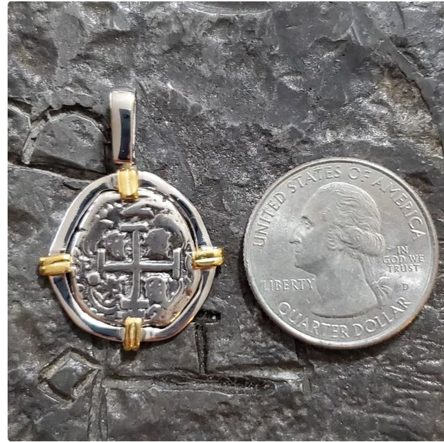 ATOCHA silver and gold plated pendant sunken treasure coin