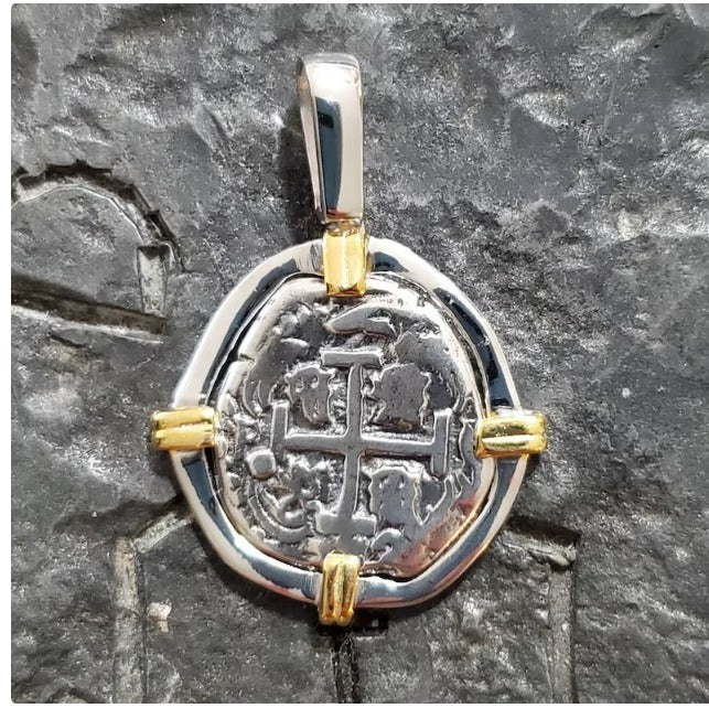 ATOCHA silver and gold plated pendant sunken treasure coin