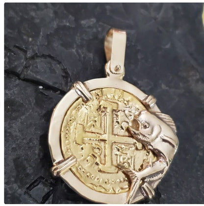 Atocha 14kt solid gold pendant with mahi mahi shipwreck sunken treasure