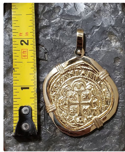 1733 fleet 14kt solid large gold mel fisher pendant museum quality coin