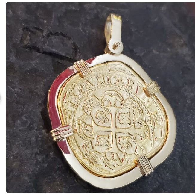 1733 fleet 14kt solid large gold mel fisher pendant museum quality coin