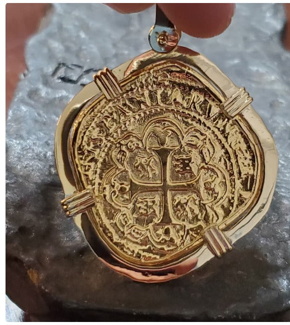 1733 fleet 14kt solid large gold mel fisher pendant museum quality coin