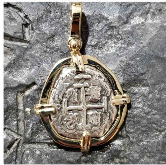 14kt gold Atocha silver museum quality coin shipwreck sunken treasure