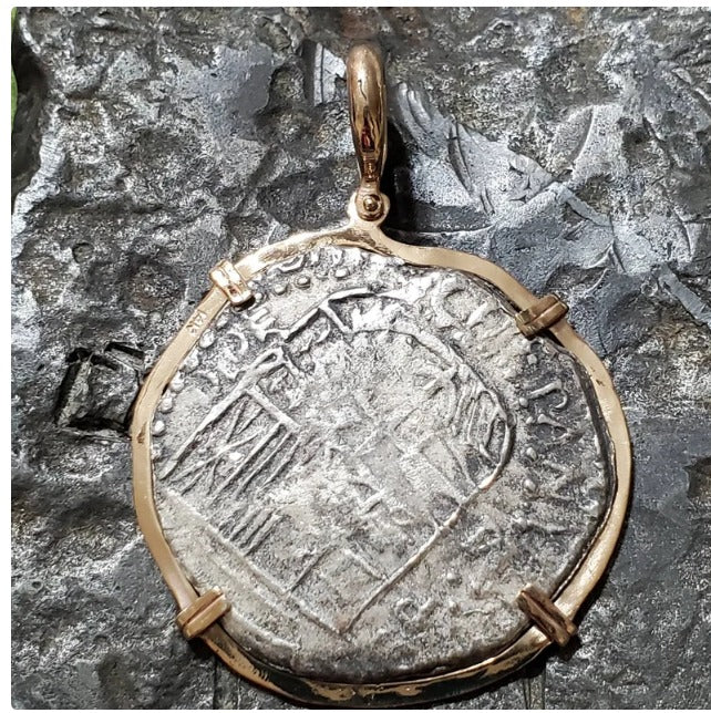 Large BIG ATOCHA 14kt gold silver coin shipwreck treasure coin