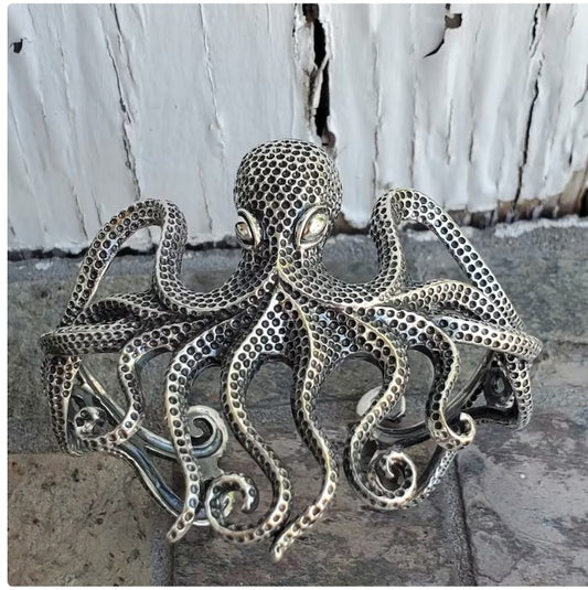 Sterling silver octopus cuff bracelet beautifully crafted