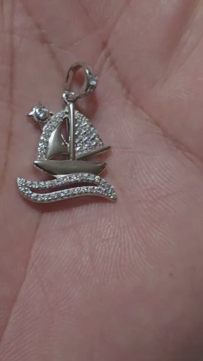 Sterling silver sailboat pendant