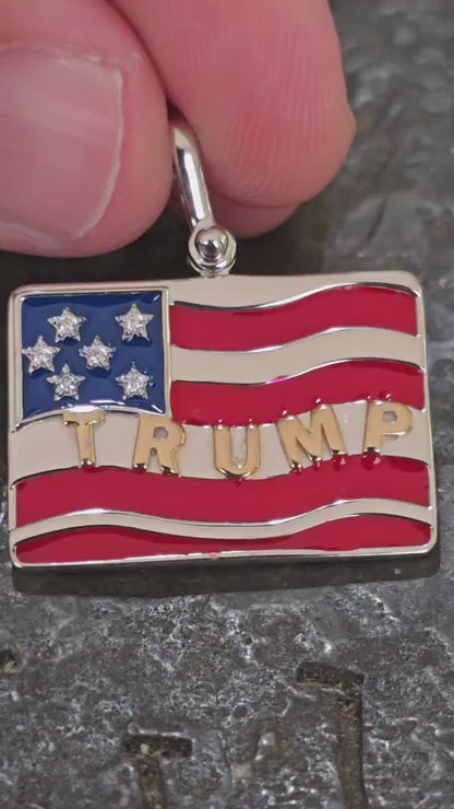 TRUMP quality jewelry flag first jewelry patriot pendant silver gold vermeil